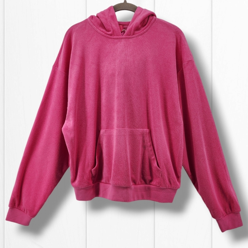 Skims Terry Lounge Pullover Hoodie Watermelon Pink Size Large New